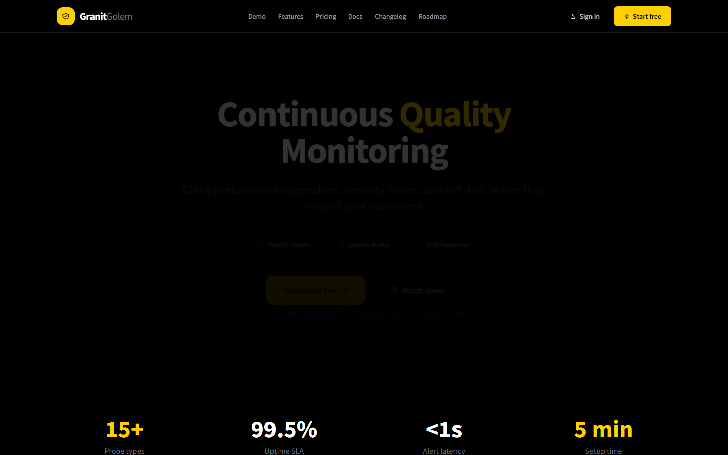 Granit Golem - Landing page : Continuous Quality Monitoring